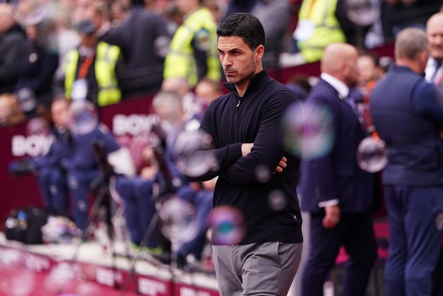 Mikel Arteta manager of Arsenal ahead of kick off during the Premier League match West Ham United vs Arsenal at London Stadium, London, United Kingdom on 10 May 2026

(Photo by Harvey Murphy/News Images)