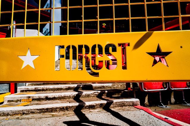 A general view of the Forest logo and star on a yellow gate where supporters sit during the Premier League match Nottingham Forest vs Aston Villa at City Ground, Nottingham, United Kingdom on 12 April 2026

(Photo by Maynard Manyowa/News Images)
