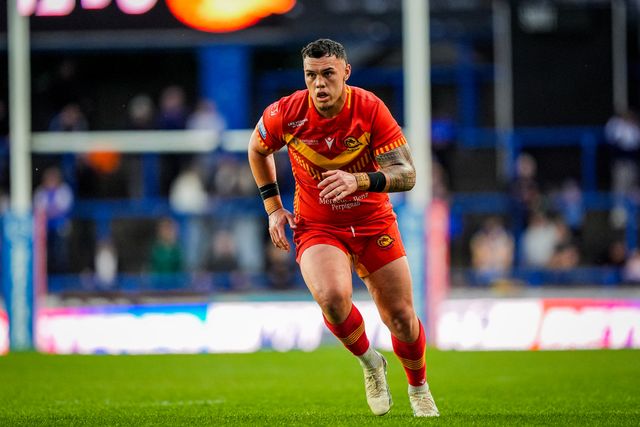 Iszac Fa'asuamaleaui of Catalans Dragons during the Betfred Super League round 9 match Leeds Rhinos vs Catalans Dragons at AMT Headingley Stadium, Leeds, United Kingdom on 24 April 2026

(Photo by Maynard Manyowa/News Images)