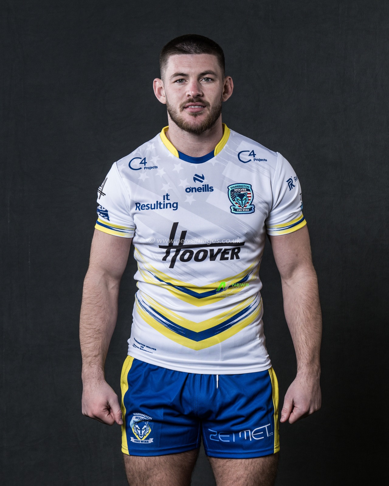Danny Walker in the Las Vegas game shirt during the Warrington Wolves Team media day at Warrington wolves training centre, Warrington, United Kingdom, 16th January 2025

(Photo by Craig Thomas/News Images)