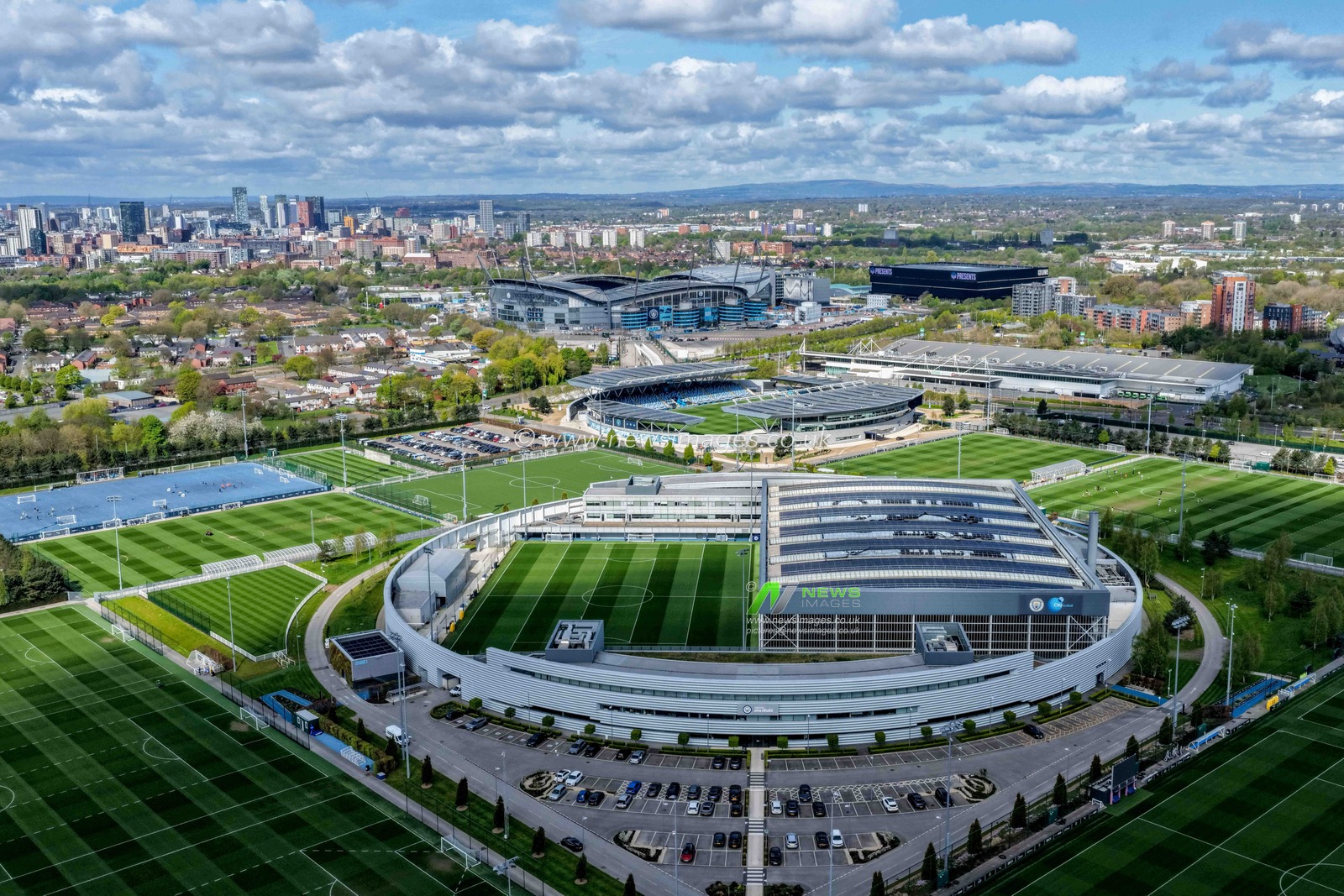 An aerial view of Etihad Stadium and Manchester City’s training facility The Etihad Campus during the Premier League match Manchester City vs Arsenal at Etihad Stadium, Manchester, United Kingdom on 19 April 2026

(Photo by Mark Cosgrove/News Images)