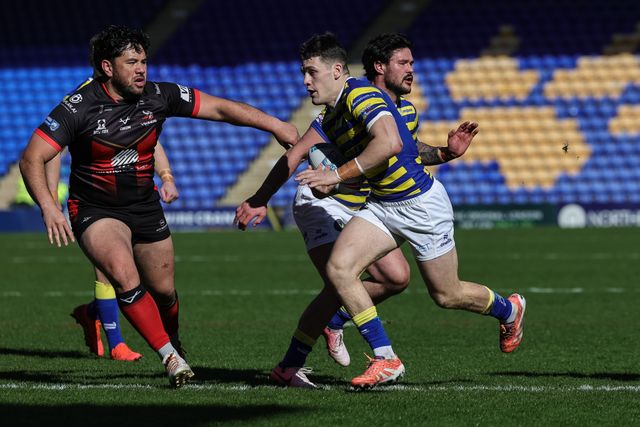 Josh Thewlis of Warrington Wolves runs through to go over for a solo try during the Betfred Challenge Cup round 4 match Goole Vikings vs Warrington Wolves at The Halliwell Jones Stadium, Warrington, United Kingdom on 14 March 2026

(Photo by Mark Cosgrove/News Images)