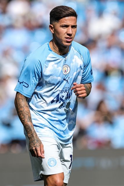 Enzo Fernández of Manchester City in the pregame warmup session during the Premier League match Manchester City vs Coventry City at Etihad Stadium, Manchester, United Kingdom on 05 September 2026

(Photo by Mark Cosgrove/News Images)