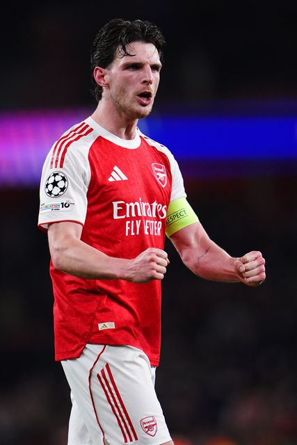 Declan Rice of Arsenal at full time with home support during the UEFA Champions League Quarter Finals match Arsenal vs Sporting CP at Arsenal stadium, London, United Kingdom on 15 April 2026

(Photo by Harvey Murphy/News Images)