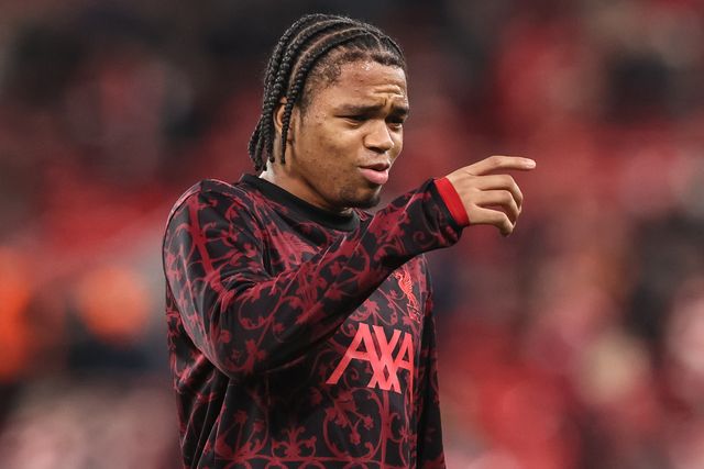 Rio Ngumoha of Liverpool in the pregame warmup session during the UEFA Champions League last 16 second leg match Liverpool vs Galatasaray at Anfield, Liverpool, United Kingdom on 18 March 2026

(Photo by Alfie Cosgrove/News Images)