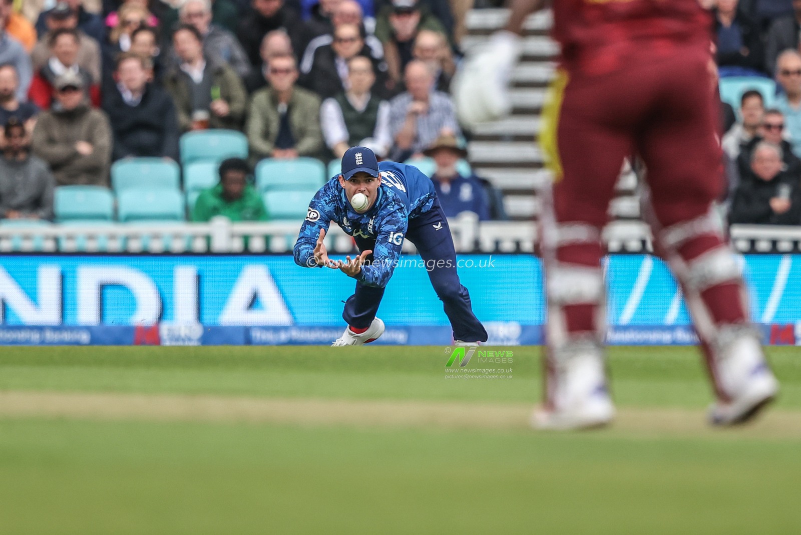 Jacob Bethell of England drops the ball during the 3rd Metro Bank ODI England v West Indies at The Kia Oval, London, United Kingdom, 3rd June 2025

(Photo by Alfie Cosgrove/News Images)