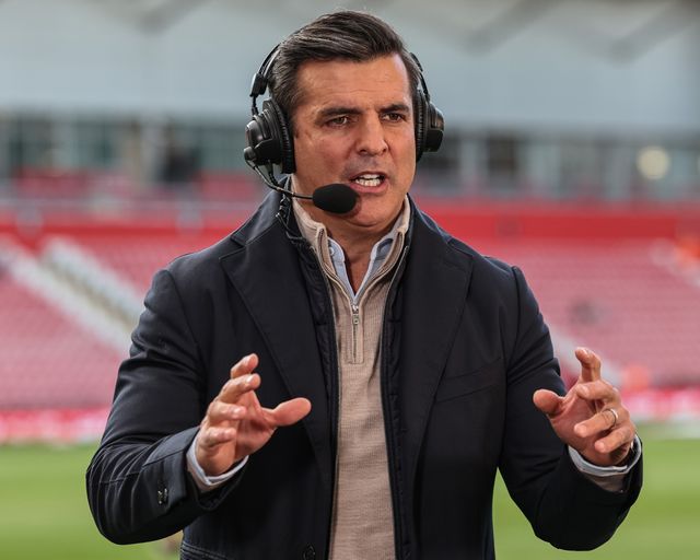 Brian Carney of Sky Sports Rugby League in a live broadcast during the Betfred Super League Round 26 match Leigh Leopards vs St Helens at Leigh Sports Village, Leigh, United Kingdom, 12th September 2025

(Photo by Mark Cosgrove/News Images)