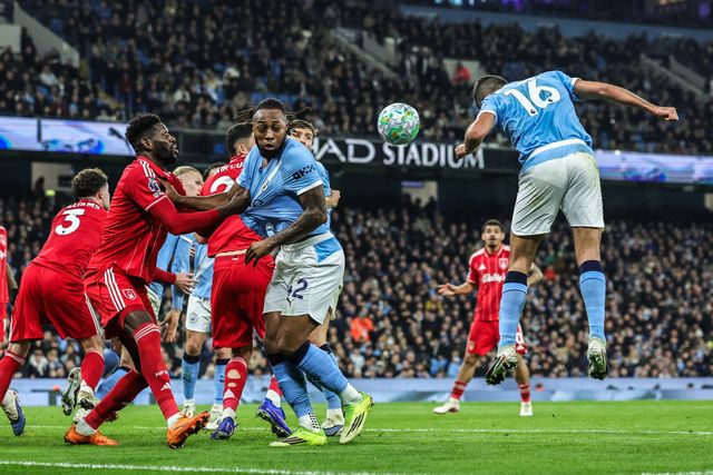 Rodrigo of Manchester City scores to make it 2-1 during the Premier League match Manchester City vs Nottingham Forest at Etihad Stadium, Manchester, United Kingdom on 04 March 2026

(Photo by Mark Cosgrove/News Images)