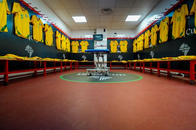 A general view of the Zimbabwe dressing room during the Nigeria vs Zimbabwe Unity Cup 2026 semi-final match at The Valley in Charlton, London, England on Tuesday, May 26, 2026.