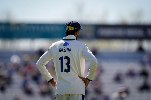 Shoaib Bashir of Derbyshire during the County Championship Division Two Derbyshire vs Gloucestershire at The Central Co-Op County Ground, Derby, United Kingdom on 24 April 2026

(Photo by Maynard Manyowa/News Images)