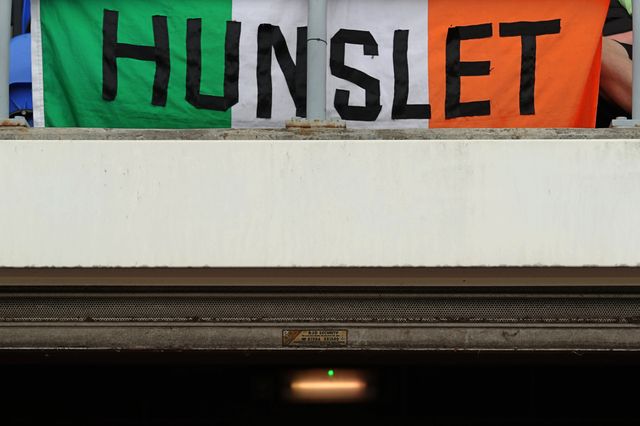 A Hunslet and Ireland flag before the Betfred Championship match Hunslet RLFC vs Barrow Raiders at South Leeds Stadium, Leeds, United Kingdom, 22nd June 2025

(Photo by Sam Eaden/News Images)