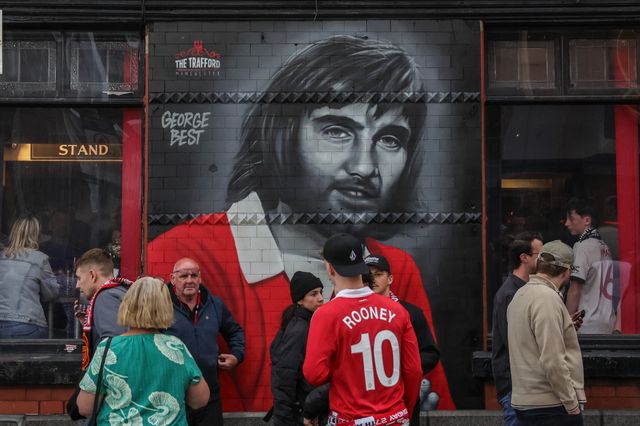 The George Best mural at The Trafford during the Premier League match Manchester United vs Brentford at Old Trafford, Manchester, United Kingdom on 27 April 2026

(Photo by Mark Cosgrove/News Images)