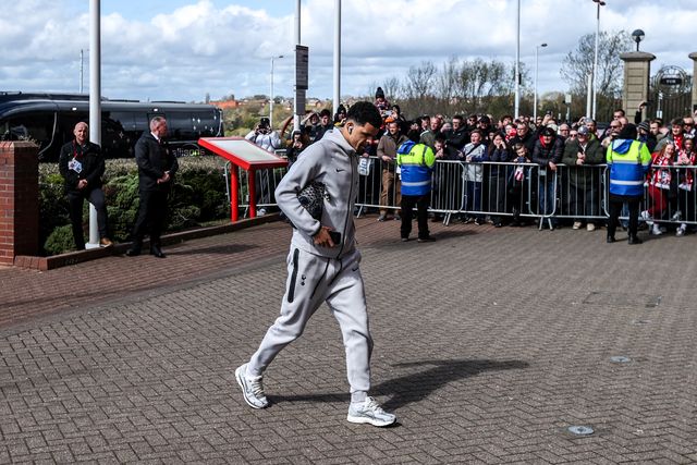 Dominic Solanke of Tottenham Hotspur arrives during the Premier League match Sunderland vs Tottenham Hotspur at Stadium Of Light, Sunderland, United Kingdom on 12 April 2026

(Photo by Alfie Cosgrove/News Images)