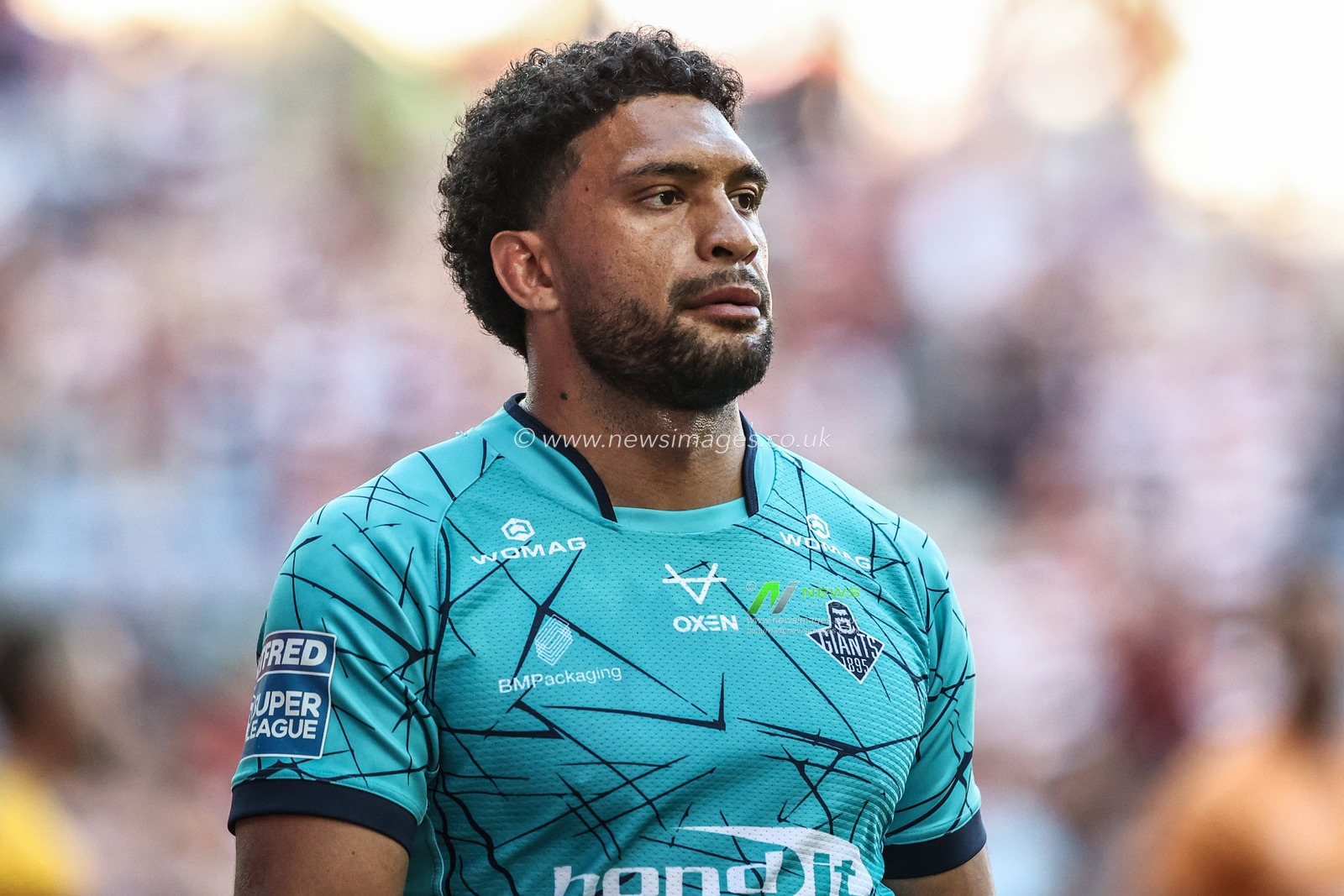 Taane Milne of Huddersfield Giants during pre-game warm up during the Betfred Super League round 18 match Wigan Warriors vs Huddersfield Giants at The Brick Community Stadium, Wigan, United Kingdom, 11th July 2025

(Photo by Alfie Cosgrove/News Images)