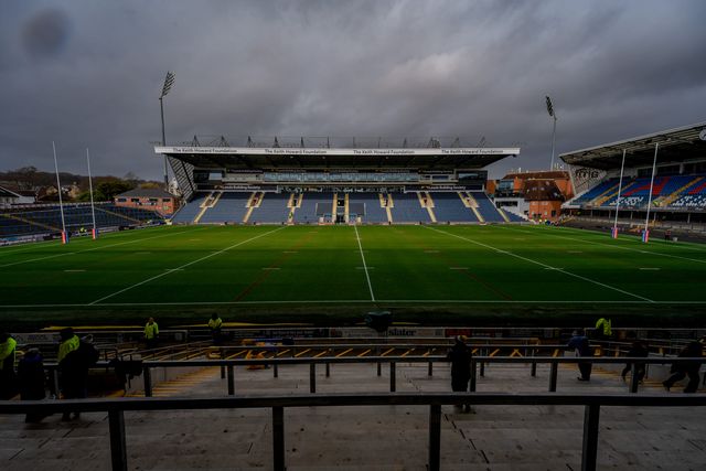 A general view of the pitch and stands through the goal during the Betfred Super League round 1 match Leeds Rhinos vs Warrington Wolves at AMT Headingley Stadium, Leeds, United Kingdom on 29 March 2026

(Photo by Maynard Manyowa/News Images)