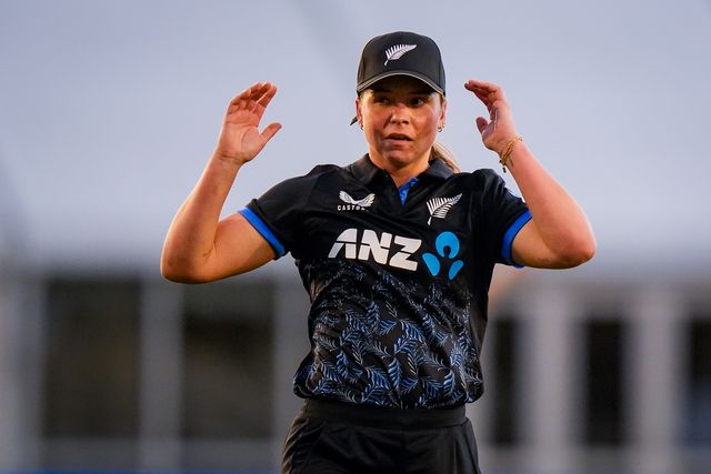 Jess Kerr of New Zealand during the England Women v New Zealand 1st Vitality IT20 match at The Central Co-Op County Ground, Derby, United Kingdom on 20 May 2026

(Photo by Maynard Manyowa/News Images)