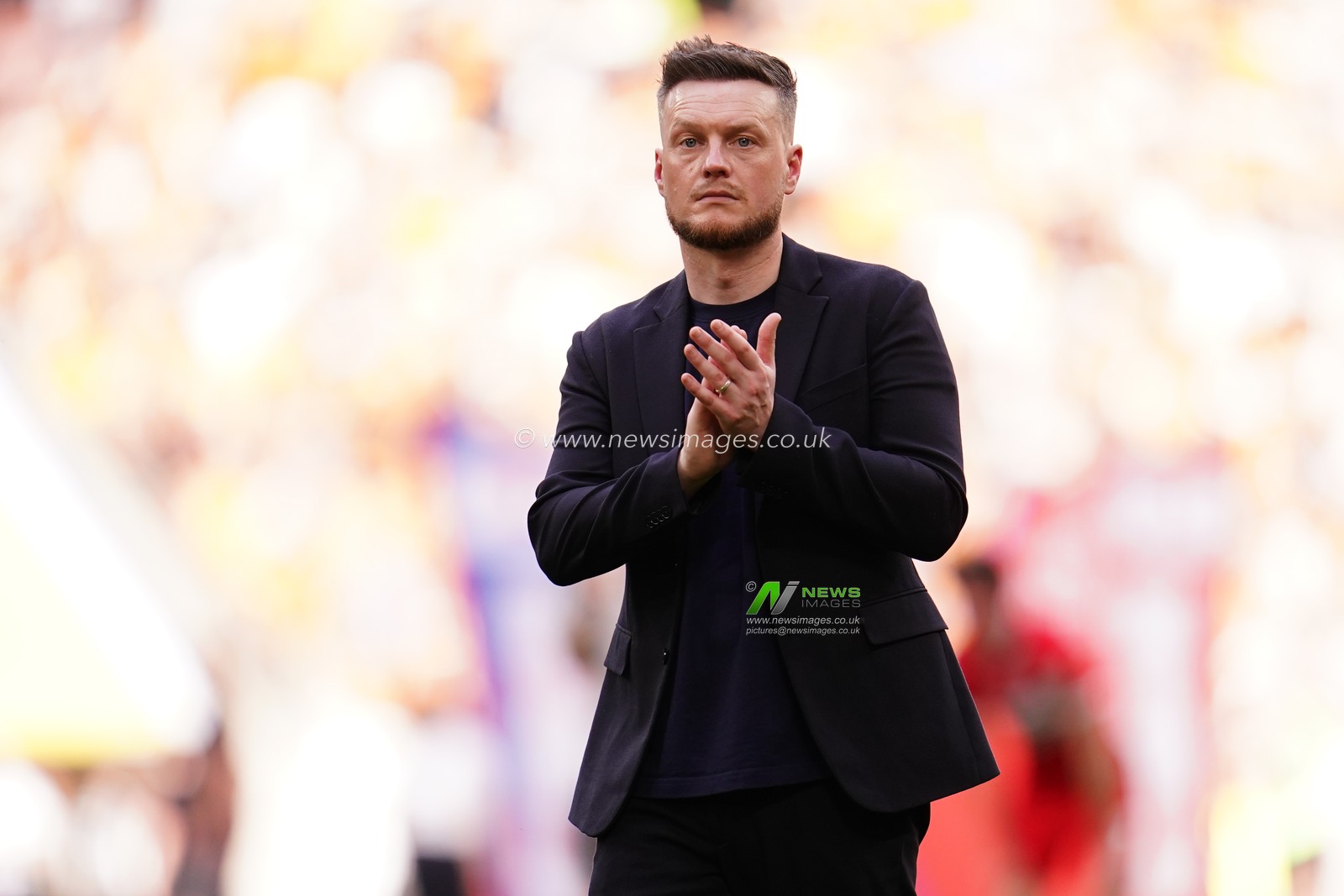 Kim Hellberg manager of Middlesbrough applauds support at full time during the Sky Bet Championship Playoffs Final match Hull City vs Middlesbrough at Wembley Stadium, London, United Kingdom on 23 May 2026

(Photo by Harvey Murphy/News Images)