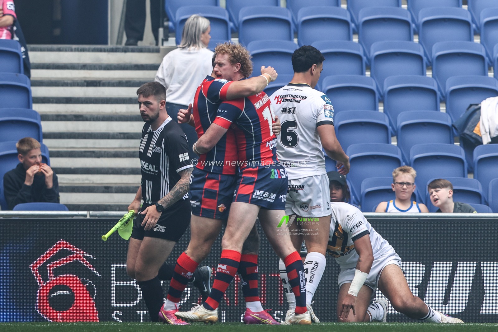 Cameron Scott of Wakefield Trinity celebrates his try during the Betfred Super League Magic Weekend match Wakefield Trinity vs Castleford Tigers at Hill Dickinson Stadium, Liverpool, United Kingdom on 05 July 2026

(Photo by Alfie Cosgrove/News Images)