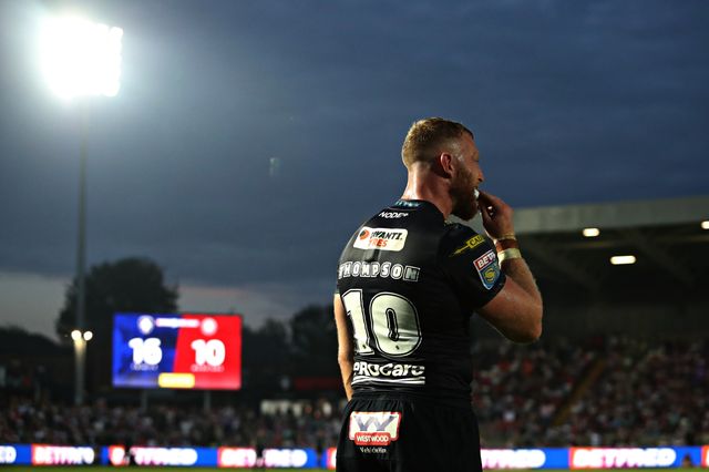 Luke Thompson of Wigan Warriors during the Betfred Super League round 15 match Wakefield Trinity vs Wigan Warriors at DIY Kitchens Stadium, Wakefield, United Kingdom, 20th June 2025(Photo by Sam Eaden/News Images)