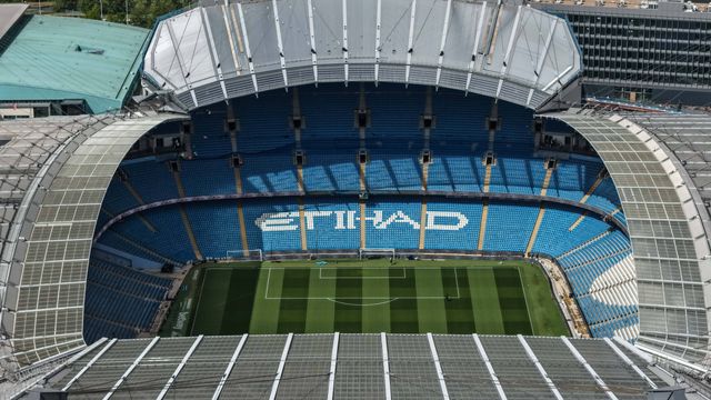 An aerial view of The Etihad Stadium and the new North Stand extension during the Premier League match Manchester City vs Crystal Palace at Etihad Stadium, Manchester, United Kingdom on 13 May 2026

(Photo by Mark Cosgrove/News Images)