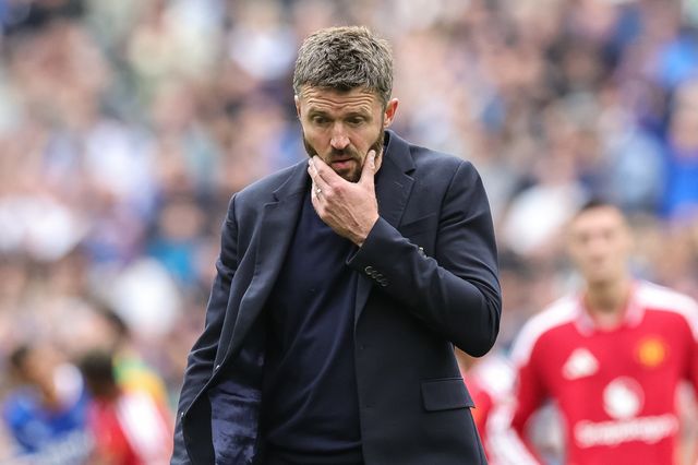 A dejected Michael Carrick manager of Manchester United during the Premier League match Everton vs Manchester United at Hill Dickinson Stadium, Liverpool, United Kingdom on 06 September 2026

(Photo by Mark Cosgrove/News Images)