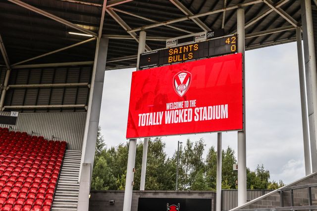 A general view of Totally Wicked Stadium ahead of the Betfred Super League round 23 match St Helens vs Hull FC at Totally Wicked Stadium, St Helens, United Kingdom, 22nd August 2025

(Photo by Alfie Cosgrove/News Images)