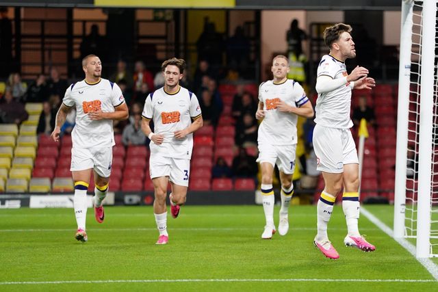 Callum Lang of Preston North End celebrates 0-1 lead during the Sky Bet Championship match Watford vs Preston North End at Vicarage Road, Watford, United Kingdom on 08 September 2026

(Photo by Harvey Murphy/News Images)