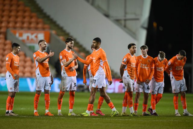 Ashley Fletcher of Blackpool celebrates a successful penalty during the Vertu Trophy match Blackpool vs Aston Villa U21 at Bloomfield Road, Blackpool, United Kingdom, 17th December 2024

(Photo by Craig Thomas/News Images)