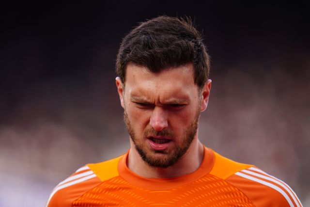 Leeds United goalkeeper Lucas Perri during the Emirates FA Cup Quarter-Final match West Ham United vs Leeds United at London Stadium, London, United Kingdom on 04 April 2026

(Photo by Harvey Murphy/News Images)