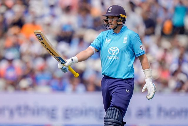 Joe Root of England celebrates a half century during the 1st Metro Bank ODI match England vs India at Edgbaston, Birmingham, United Kingdom on 14 July 2026

(Photo by Maynard Manyowa/News Images)