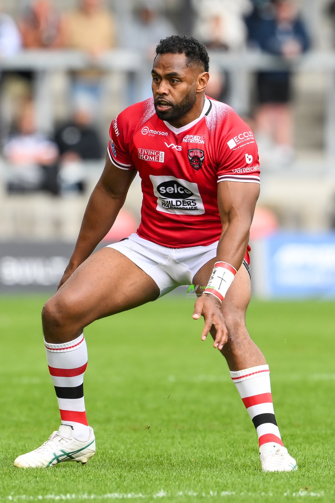 King Vuniyayawa of Salford Red Devils during the Betfred Super League Round 16 match Salford Red Devils vs Hull FC at Salford Community Stadium, Eccles, United Kingdom, 7th July 2024

(Photo by Craig Thomas/News Images)