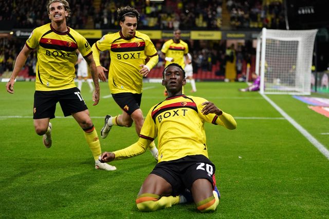 Mamadou Doumbia of Watford celebrates goal during the Sky Bet Championship match Watford vs Preston North End at Vicarage Road, Watford, United Kingdom on 08 September 2026

(Photo by Harvey Murphy/News Images)