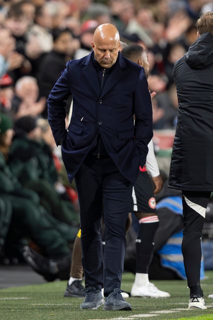 A dejected looking Arne Slot manager of Liverpool during the Premier League match Brentford vs Liverpool at The Gtech Community Stadium, London, United Kingdom, 25th October 2025

(Photo by Ian Stephen/News Images)