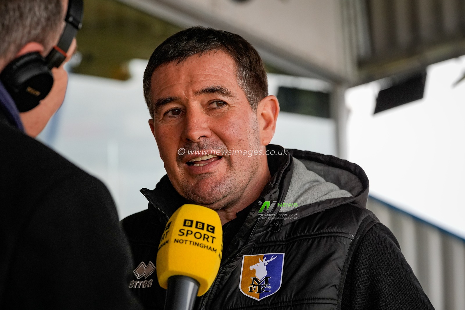 Nigel Clough manager of Mansfield Town in the manager post match interviews during the Emirates FA Cup fifth round match Mansfield Town vs Arsenal at One Call Stadium, Mansfield, United Kingdom on 07 March 2026

(Photo by Maynard Manyowa/News Images)