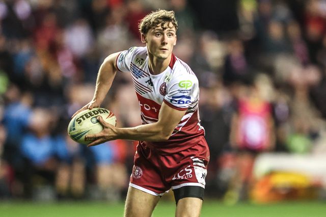 Noah Hodkinson of Wigan Warriors during the Betfred Super League round 5 match Wigan Warriors vs York Knights at The Brick Community Stadium, Wigan, United Kingdom on 19 March 2026

(Photo by Alfie Cosgrove/News Images)