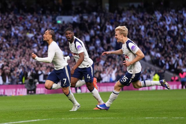 Xavi Simons of Tottenham Hotspur celebrates his goal during the Premier League match Tottenham Hotspur vs Brighton & Hove Albion at Tottenham Hotspur Stadium, London, United Kingdom on 18 April 2026

(Photo by Harvey Murphy/News Images)
