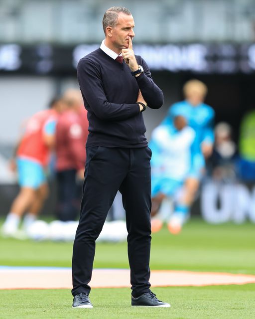 Burnley manager Nicky Hayen watches teams warms up ahead of the Sky Bet Championship match Burnley vs West Ham United at Turf Moor, Burnley, United Kingdom on 16 August 2026

(Photo by Jorge Horsted/News Images)
