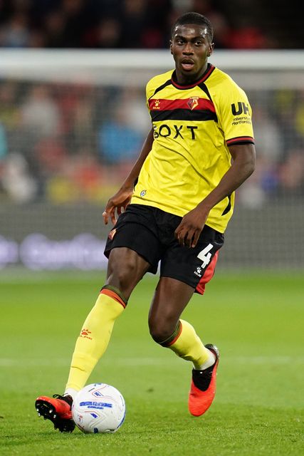Kevin Keben of Watford with the ball during the Sky Bet Championship match Watford vs Preston North End at Vicarage Road, Watford, United Kingdom on 08 September 2026

(Photo by Harvey Murphy/News Images)