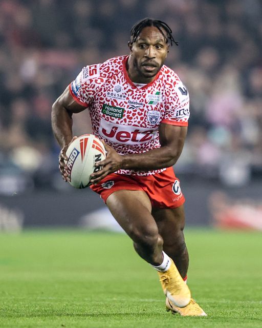 Edwin Ipape of Leigh Leopards during the Betfred Super League play-off Eliminator 1 match Leigh Leopards vs Wakefield Trinity at Progress With Unity Stadium, Leigh, United Kingdom, 26th September 2025

(Photo by Alfie Cosgrove/News Images)