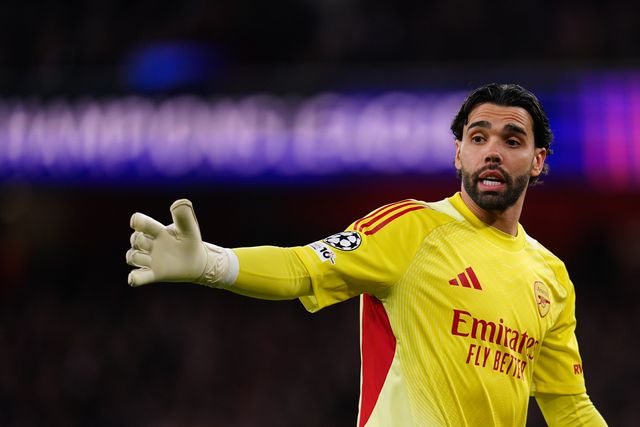 Arsenal goalkeeper David Raya during the UEFA Champions League Quarter Finals match Arsenal vs Sporting CP at Arsenal stadium, London, United Kingdom on 15 April 2026

(Photo by Harvey Murphy/News Images)