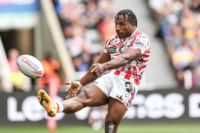 Edwin Ipape of Leigh Leopards celebrates his try during the Betfred Magic Weekend 2025 match Leigh Leopards vs Catalans Dragons at St. James's Park, Newcastle, United Kingdom, 3rd May 2025

(Photo by Mark Cosgrove/News Images)