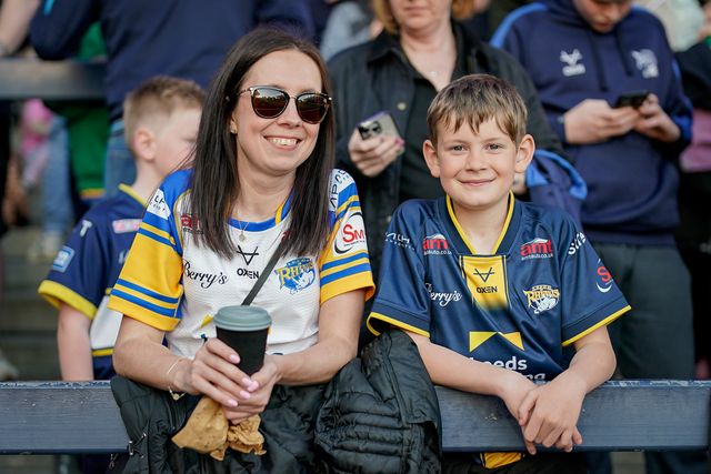 Leeds Rhinos fans interact prior to kick off during the Betfred Super League round 9 match Leeds Rhinos vs Catalans Dragons at AMT Headingley Stadium, Leeds, United Kingdom on 24 April 2026

(Photo by Maynard Manyowa/News Images)