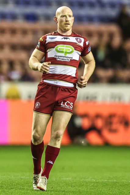 Liam Farrell of Wigan Warriors during the Betfred Super League Semi Final 1 match Wigan Warriors vs Leigh Leopards at The Brick Community Stadium, Wigan, United Kingdom, 3rd October 2025

(Photo by Alfie Cosgrove/News Images)