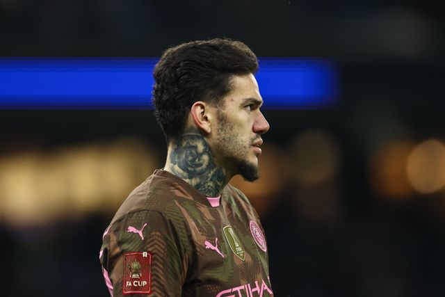 Ederson of Manchester City during the Emirates FA Cup 3rd Round match Manchester City vs Salford City at Etihad Stadium, Manchester, United Kingdom, 11th January 2025

(Photo by Mark Cosgrove/News Images)