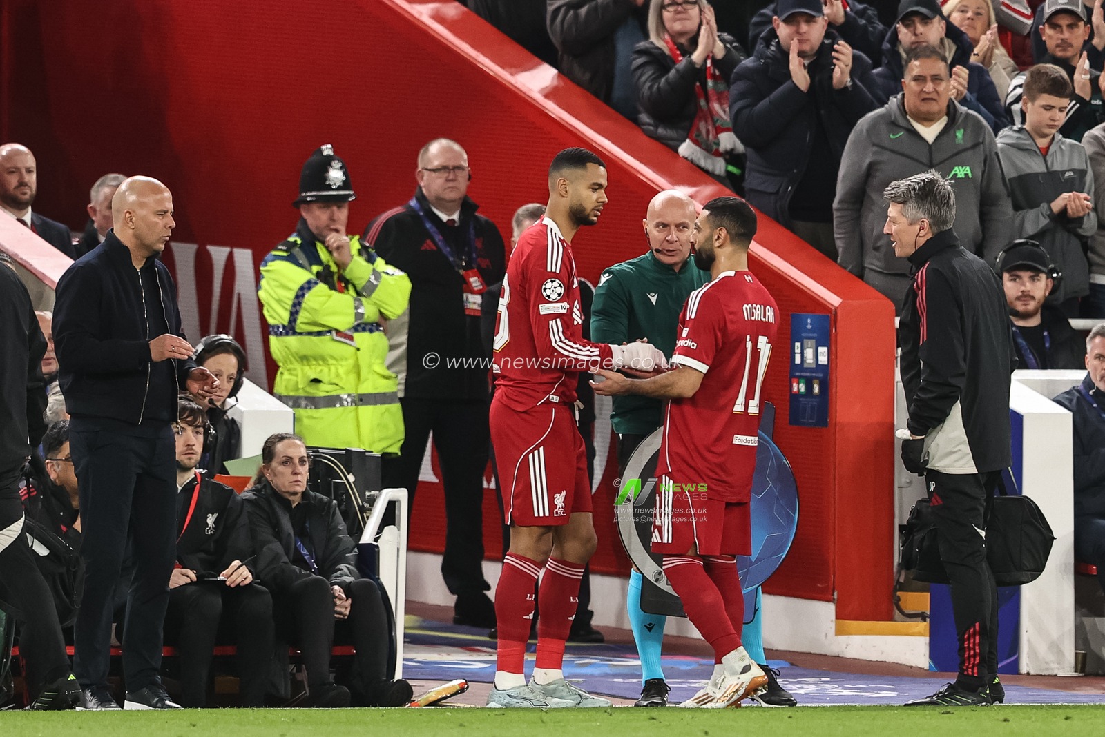 Mohamed Salah of Liverpool is substituted for Cody Gakpo of Liverpool during the UEFA Champions League last 16 second leg match Liverpool vs Galatasaray at Anfield, Liverpool, United Kingdom on 18 March 2026

(Photo by Alfie Cosgrove/News Images)