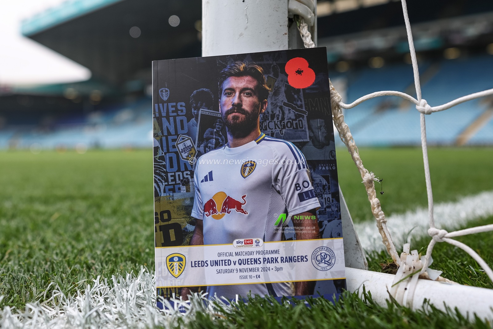 Joe Rothwell of Leeds United on the front over of todays Remembrance Day match day program during the Sky Bet Championship match Leeds United vs Queens Park Rangers at Elland Road, Leeds, United Kingdom, 9th November 2024

(Photo by Mark Cosgrove/News Images)