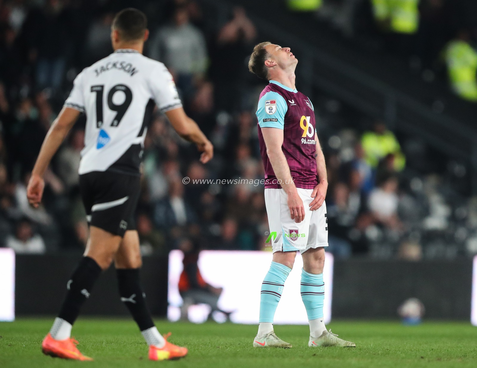 Ashley Barnes of Burnley reacts during the Sky Bet Championship match Derby County vs Burnley at Pride Park Stadium, Derby, United Kingdom, 8th April 2025

(Photo by Gareth Evans/News Images)