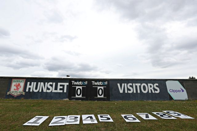 The scoreboard at the South Leeds Stadium before the Betfred Championship match Hunslet RLFC vs Barrow Raiders at South Leeds Stadium, Leeds, United Kingdom, 22nd June 2025

(Photo by Sam Eaden/News Images)