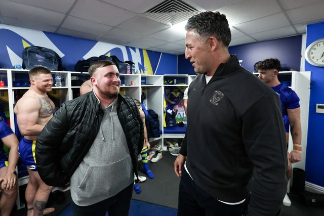 Luke Littler meets Sam Burgess Head Coach of Warrington Wolves during the Betfred Super League Round 2 match Warrington Wolves vs Catalans Dragons at Luke Littler Stadium, Warrington, United Kingdom, 21st February 2025

(Photo by Mark Cosgrove/News Images)