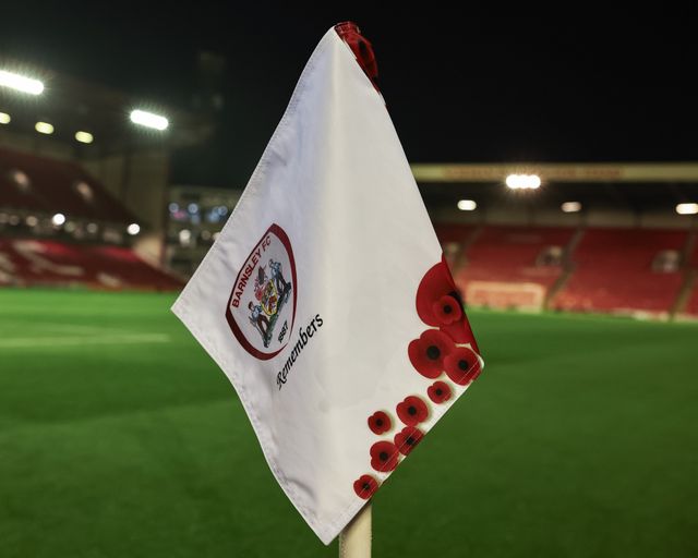 Barnsley FC Remembrance corner flag during the Bristol Street Motors Trophy match Blackpool vs Liverpool U21 at Bloomfield Road, Blackpool, United Kingdom, 6th November 2024

(Photo by Mark Cosgrove/News Images)